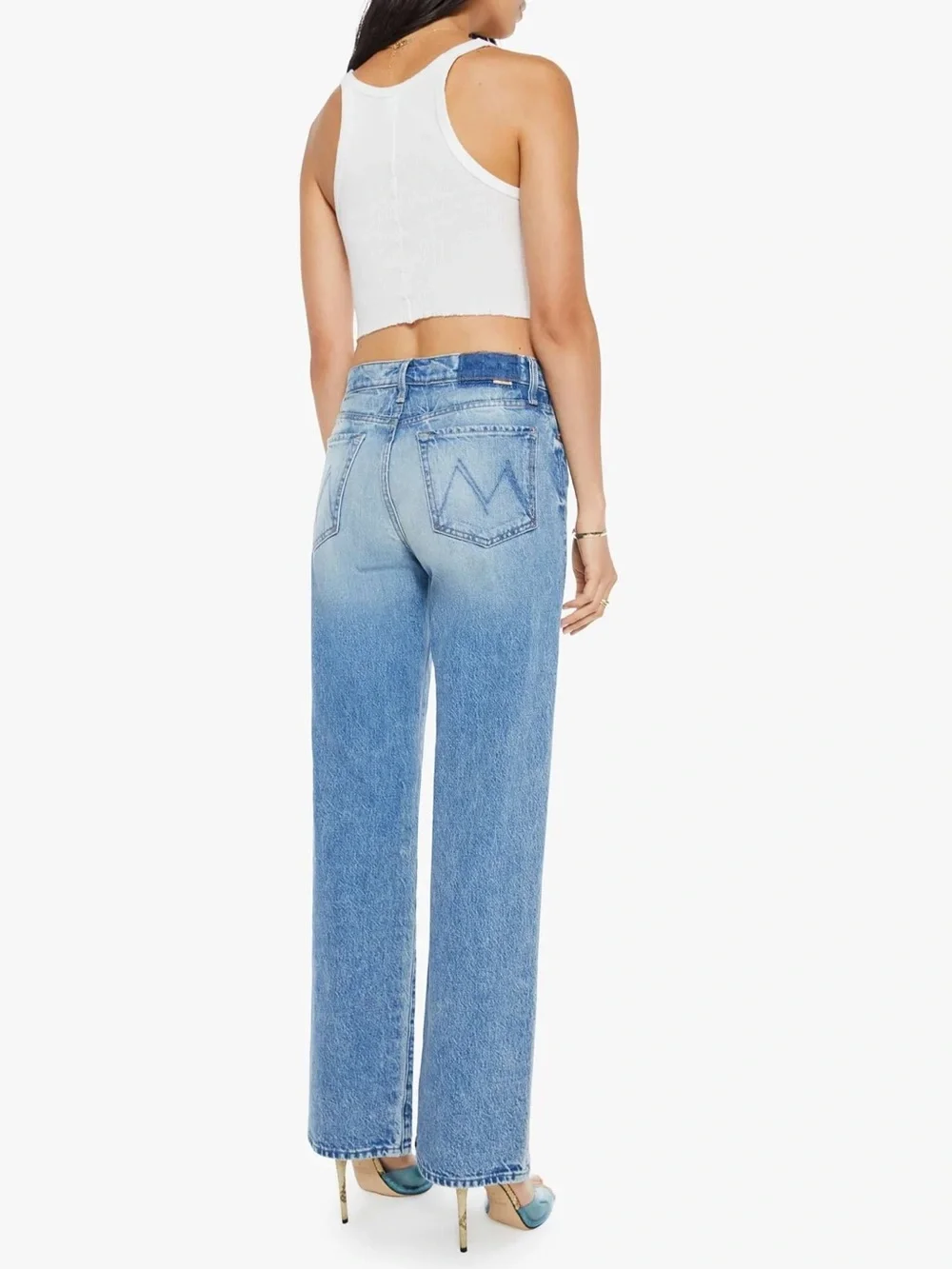 MOTHER The Dodger Button Sneak Wide Leg Jeans in Wipeout 31 Mother Superior